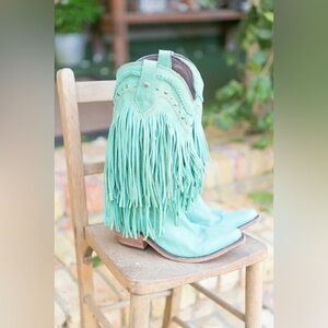 Liberty Black Teal Fringe Boots